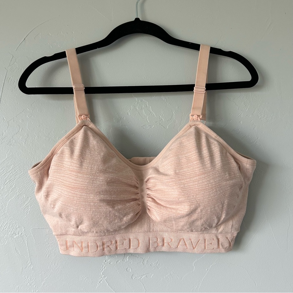 Kindred Bravely Sublime Hands-Free Pumping Nursing Bra Pink Heather Large Busty